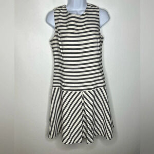 Theory Dress Fit Flare Striped Alaqua Reastview Size 6 White Gray